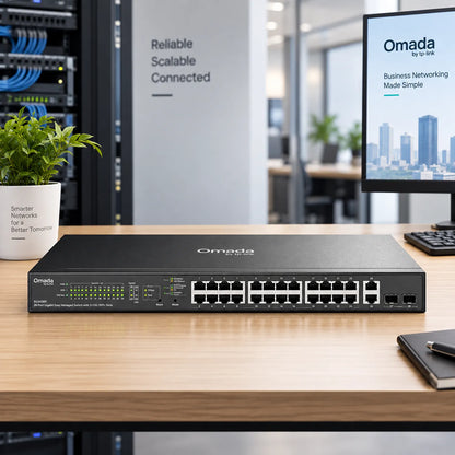 TP-Link ES228GP 28-port Gigabit PoE+ switch for office networking and business connectivity -tpstech.in