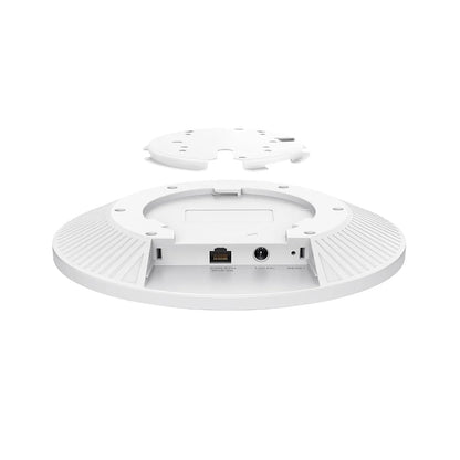 TP-Link Omada EAP770 Wi-Fi 7 Tri-Band Access Point detached mounting plate, 2.5G ethernet, and DC power input -tpstech.in
