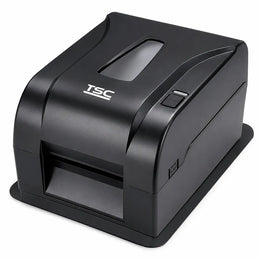 TSC TA220 Desktop Thermal Transfer Barcode Label Printer 203 DPI Black front right angle view with compact desktop design - tpstech.in
