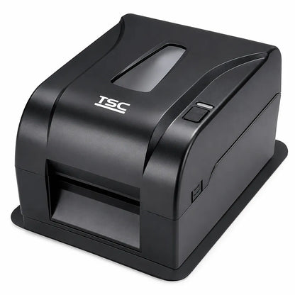 TSC TA220 Desktop Thermal Transfer Barcode Label Printer 203 DPI Black front right angle view with compact desktop design - tpstech.in