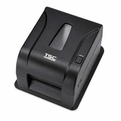 TSC TA220 Desktop Thermal Transfer Barcode Label Printer 203 DPI Black top perspective view highlighting compact desktop form factor - tpstech.in