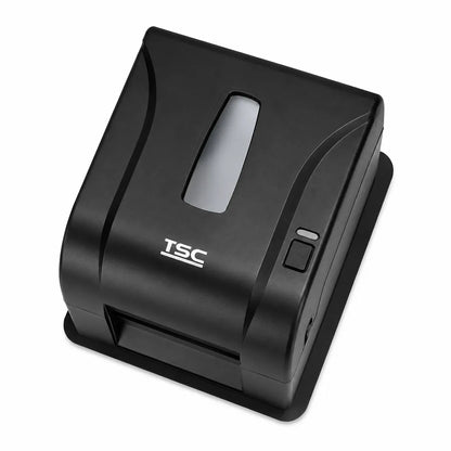 TSC TA220 Desktop Thermal Transfer Barcode Label Printer 203 DPI Black top view showing viewing window and control button - tpstech.in