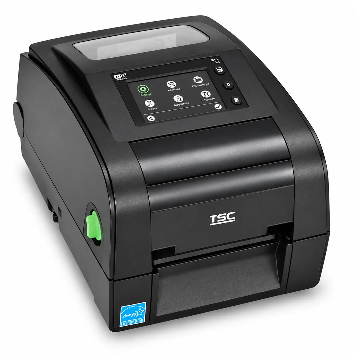 Left perspective angle shot of TSC TH340 300 DPI barcode label printer for high-detail labels -tpstech.in