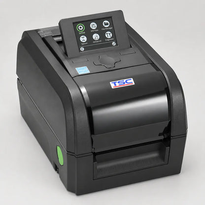 TSC TX210 Desktop Barcode Printer 203 DPI Thermal Transfer & Direct Thermal with LCD display and angled front view for professional label printing -tpstech.in