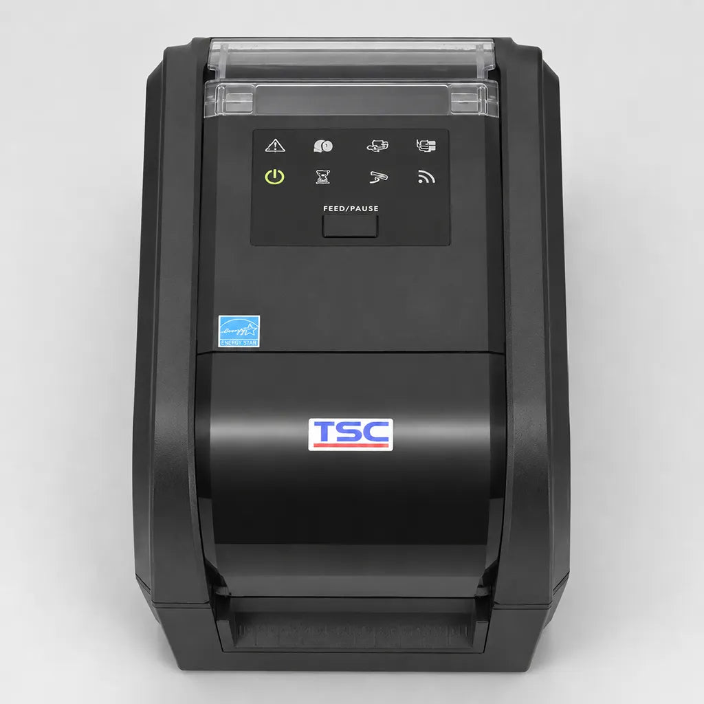 TSC TX210 Desktop Barcode Printer 203 DPI Thermal Transfer & Direct Thermal top view showing control panel and compact desktop design -tpstech.in