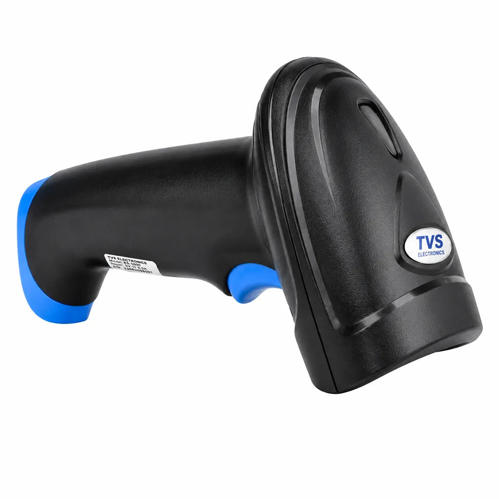 TVS Electronics BS-i201s WL Wireless 2D Barcode Scanner side profile with comfortable grip for retail POS and inventory management -tpstech.in