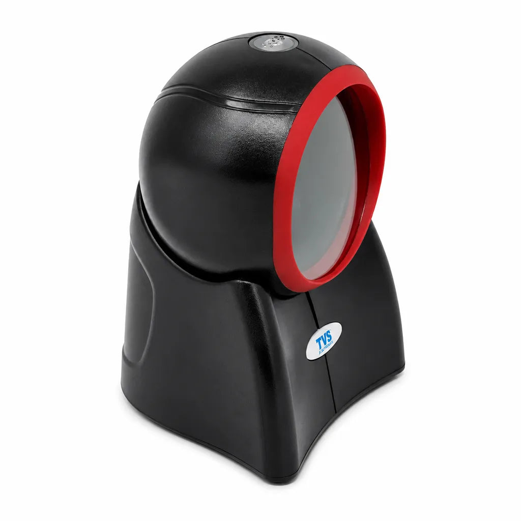 TVS Electronics BS-i302G 2D omni directional barcode scanner left angle view for retail billing and POS applications -tpstech.in