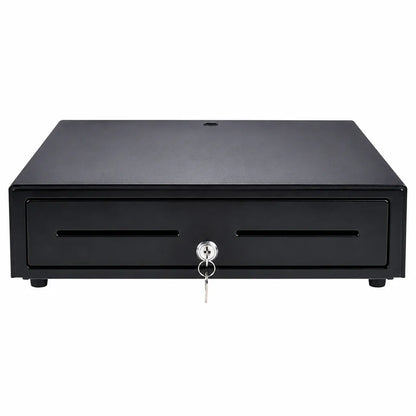 TVS Champ CD-58410G POS cash drawer front view with lockable drawer for retail and billing counters.