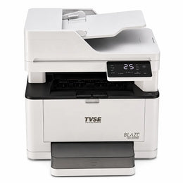 TVS Electronics Blaze MD-30ANW multifunction mono laser printer front view with automatic document feeder and paper output tray for office printing (tpstech.in)