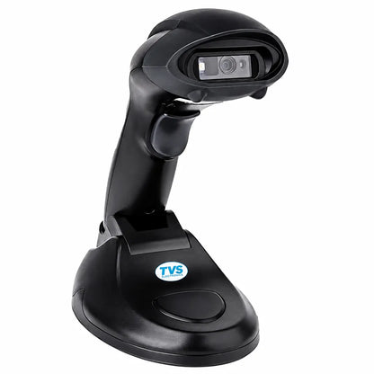 Right angled view of TVS Electronics BS-i203s BT Lite wireless 2D barcode scanner with charging dock -tpstech.in