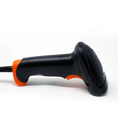 TVS Electronics BS L100 Plus 1D Wired USB Barcode Scanner side profile showing ergonomic grip and wired USB connection -tpstech.in