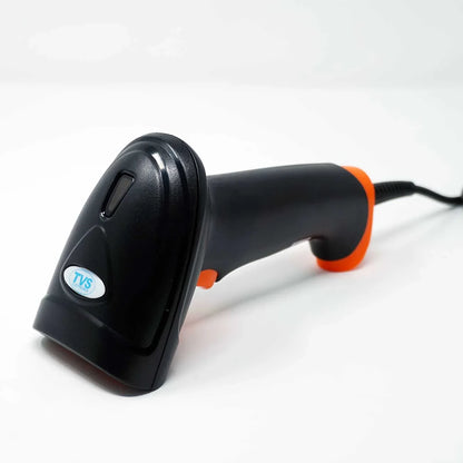 TVS Electronics BS L100 Plus 1D Wired USB Barcode Scanner top rear angle view with ergonomic handheld design -tpstech.in