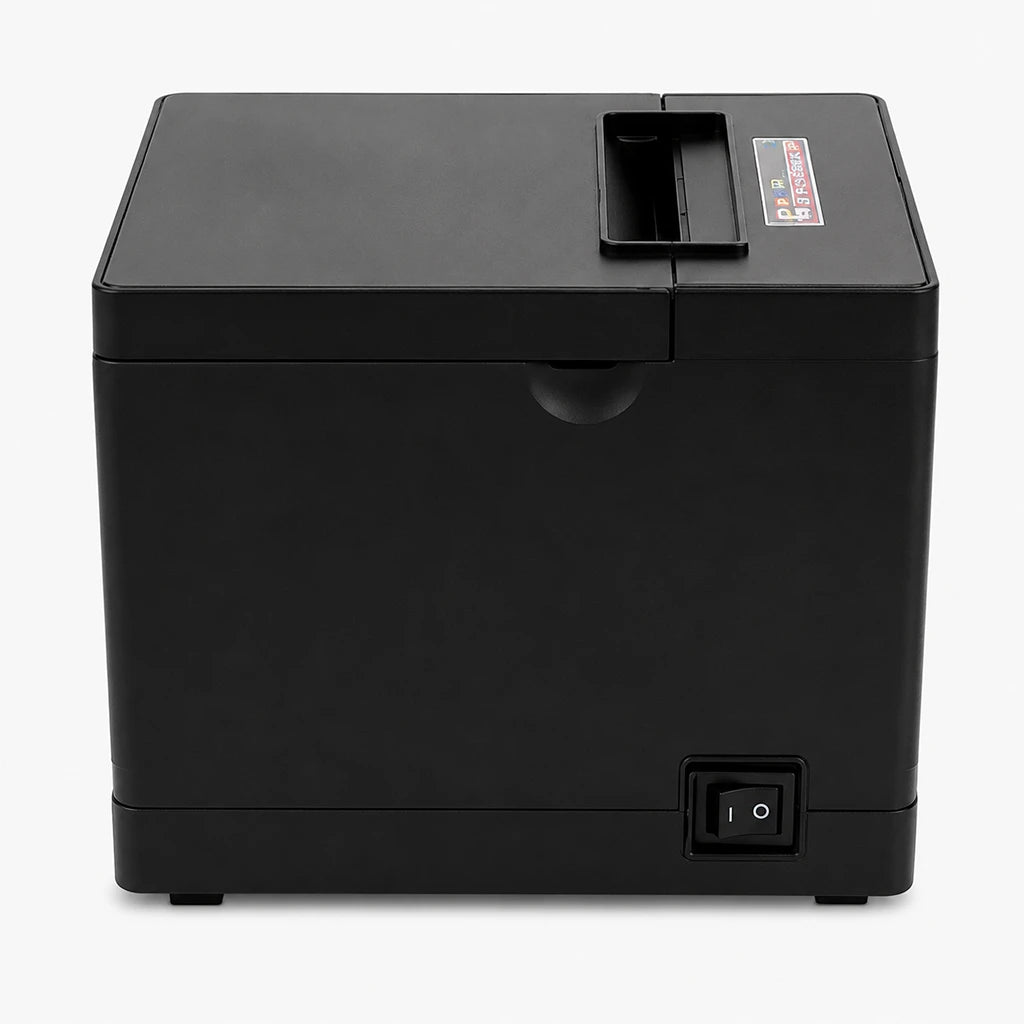 TVS Electronics Champ RP Star thermal receipt printer rear view showing power switch and compact business ready POS printer design -tpstech.in