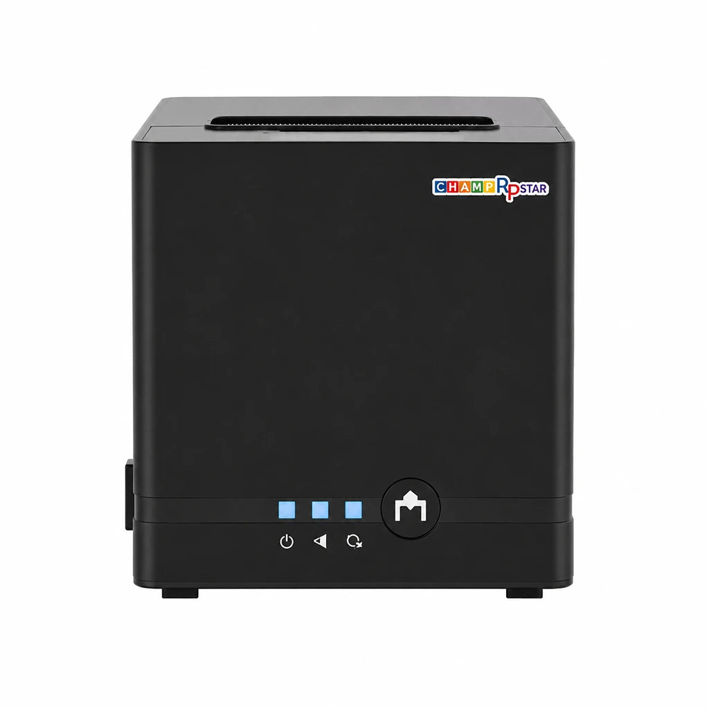 TVS Electronics Champ RP Star thermal receipt printer front view with compact 80mm POS printing design for retail billing and receipt printing -tpstech.in