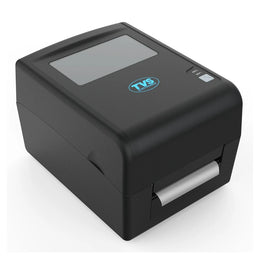 TVS Electronics LP 46 Dlite Plus thermal barcode label printer front angled view with compact desktop design.