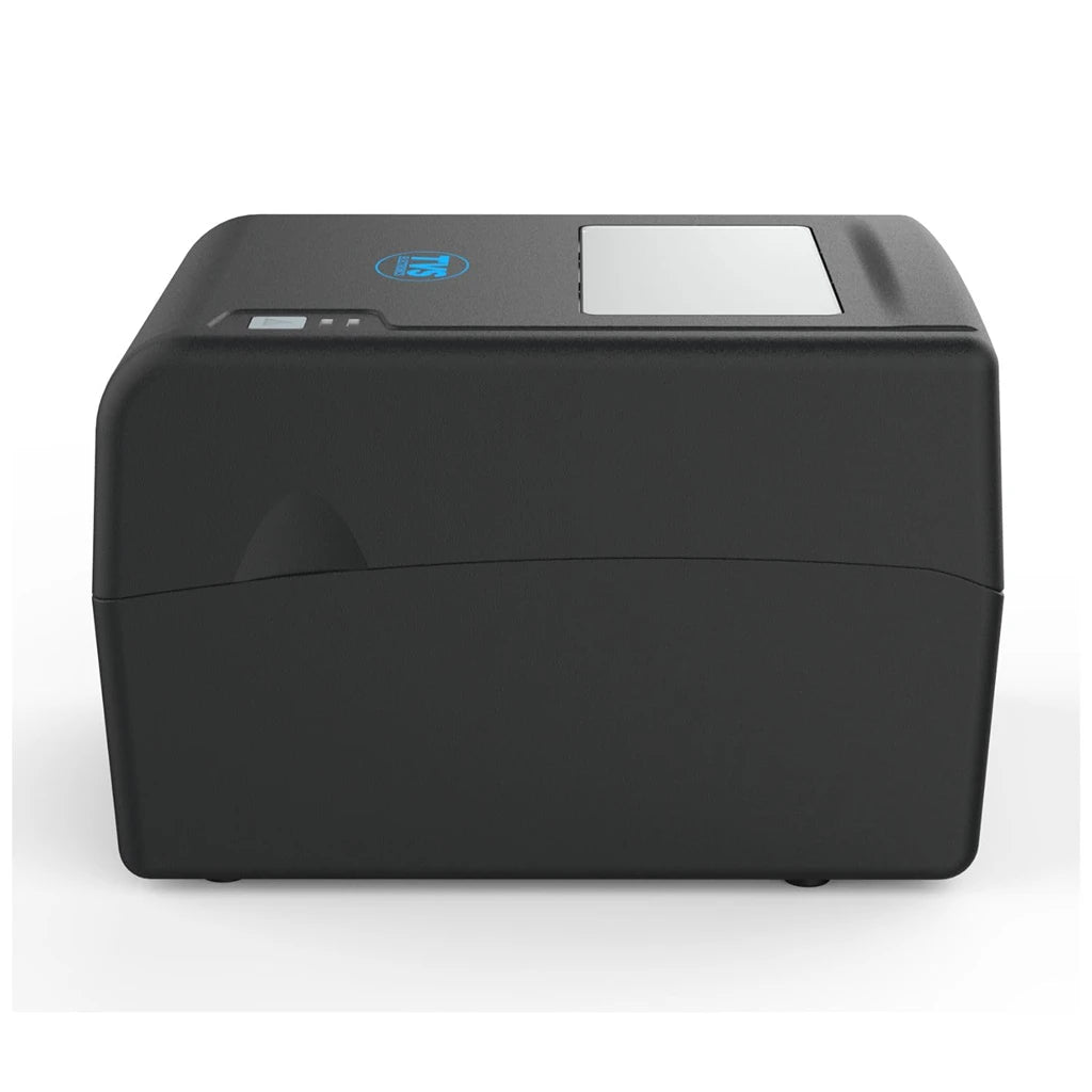 Right side view of TVS Electronics LP 46 Dlite desktop thermal label printer with compact black housing.
