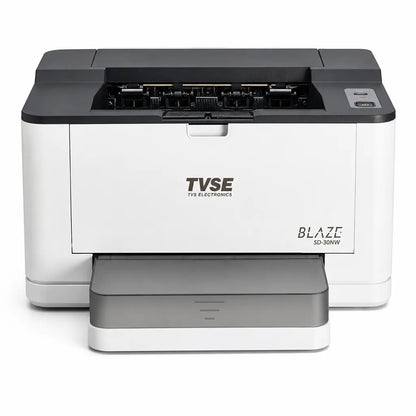 TVS Electronics MD-30NW multifunction mono laser printer front view with monochrome printing and compact desktop design - tpstech.in