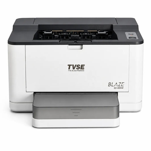 TVS Electronics MD-30NW multifunction mono laser printer front view with monochrome printing and compact desktop design - tpstech.in