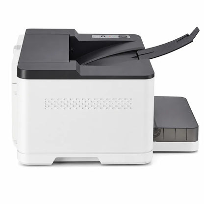 TVS Electronics MD-30NW multifunction mono laser printer side profile with paper output tray and ventilation design - tpstech.in