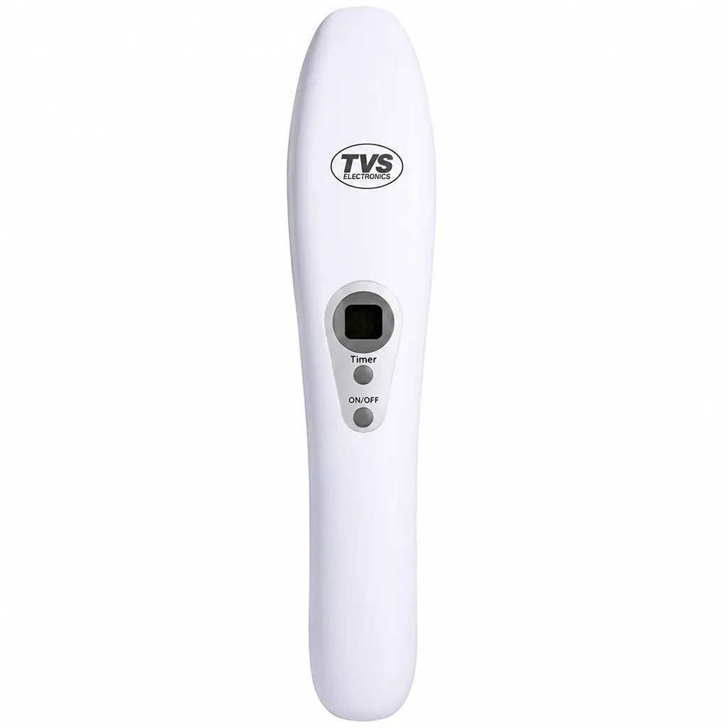 TVS Electronics MD-U204I UV Wand Sterilizer front view with digital timer display and handheld UV-C surface sanitizer for home and office use -tpstech.in
