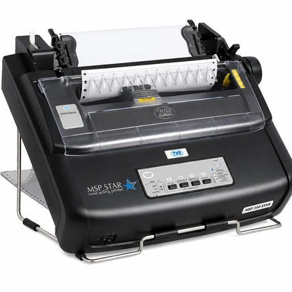 TVS Electronics MSP 250 Star Dot Matrix Printer with continuous paper loaded for multi-copy invoices and receipts -tpstech.in