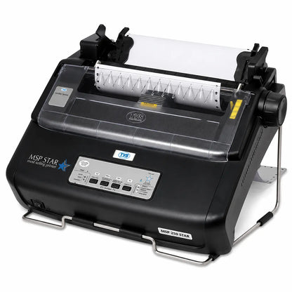 TVS Electronics MSP 250 Star Dot Matrix Printer side perspective showing continuous form paper support -tpstech.in