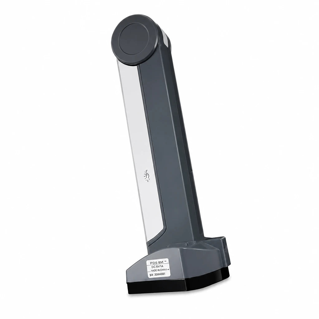 TVS Electronics PDS 8M portable document scanner side profile showing compact foldable design and USB connectivity -tpstech.in