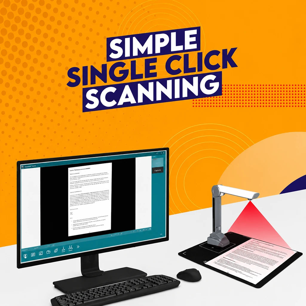 TVS Electronics PDS 8M portable document scanner demonstrating simple single click scanning for office and business use -tpstech.in