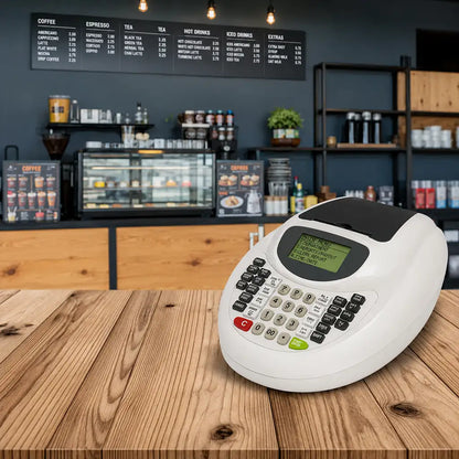 TVS Electronics PT 362 Plus electronic cash register placed in a coffee shop for fast retail billing and point of sale operations -tpstech.in