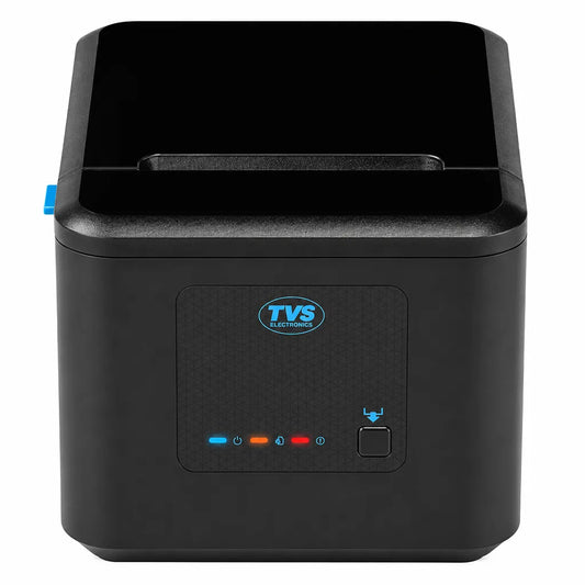 TVS Electronics RP 3230 ABW 3 inch thermal receipt printer front view with USB, Bluetooth, Wi-Fi and cash drawer support for POS billing -tpstech.in