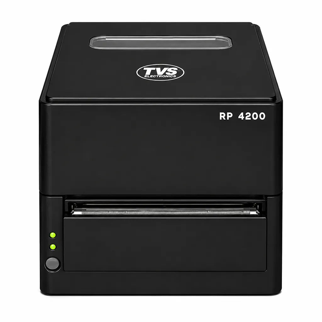 TVS Electronics RP 4200 4 inch thermal receipt printer front view with compact front exit design for high-speed POS billing and receipt printing -tpstech.in