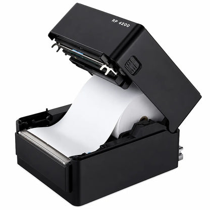 TVS Electronics RP 4200 thermal receipt printer showing easy paper loading mechanism for quick media replacement and uninterrupted POS printing -tpstech.in
