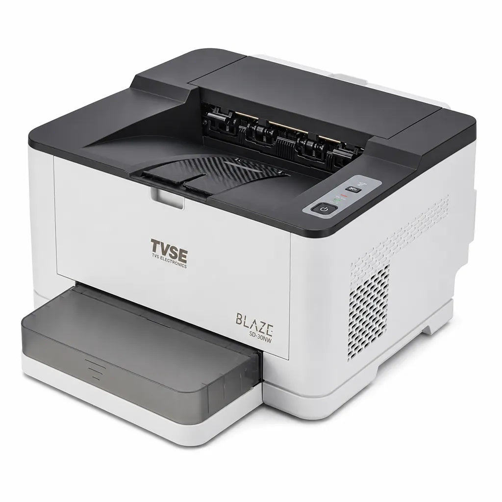 TVS Electronics SD-30NW Mono Laser Printer top view showing paper output area and easy-access control panel -tpstech.in