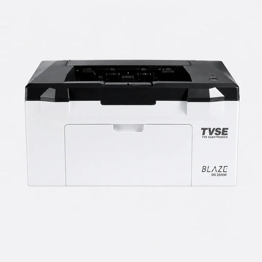 TVS Electronics SN-26NW mono laser printer front view with USB, Wi-Fi and Ethernet connectivity for home and office printing -tpstech.in