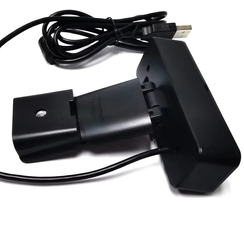 TVS Electronics WC 103 Full HD 1080P USB webcam bottom view showing adjustable mounting clip and USB cable -tpstech.in