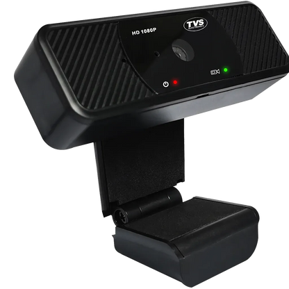 TVS Electronics WC 103 Full HD 1080P USB webcam front left angle view with adjustable monitor clip -tpstech.in