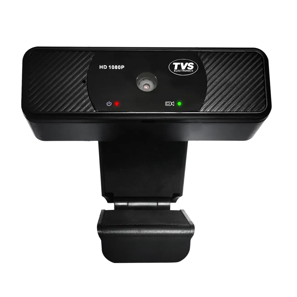 TVS Electronics WC 103 Full HD 1080P USB webcam front view with built-in microphone and LED status indicators -tpstech.in