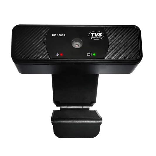 TVS Electronics WC 103 Full HD 1080P USB webcam front view with built-in microphone and LED status indicators -tpstech.in