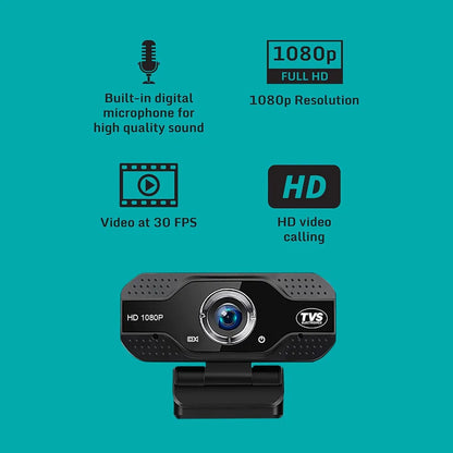 TVS Electronics WC 103 Plus 1080P Full HD webcam with built-in digital microphone, 30 FPS video and HD video calling support -tpstech.in