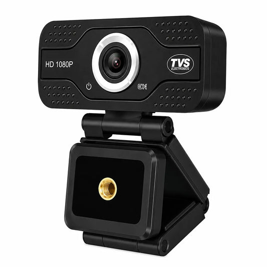 TVS Electronics WC 103 Plus Full HD USB webcam right angle view featuring 1080P camera, tripod mount and clip-on design -tpstech.in