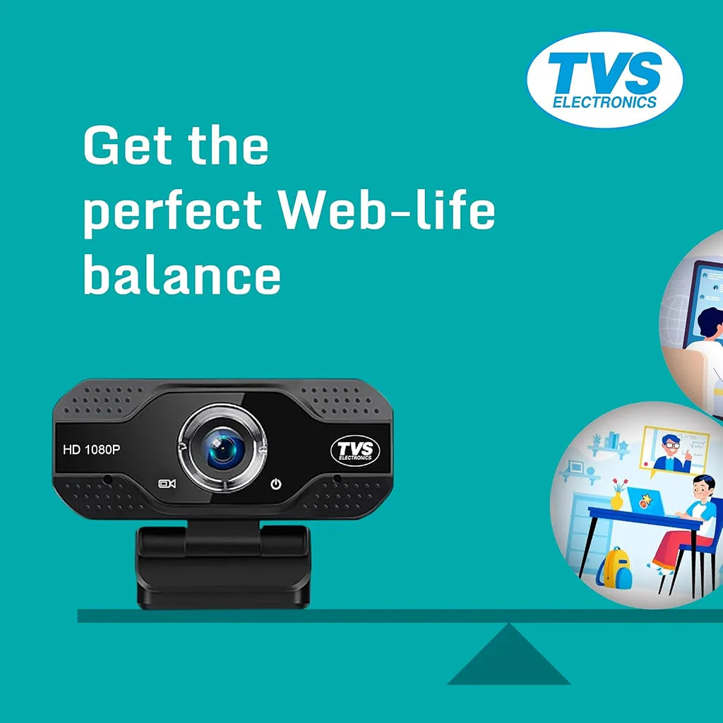 TVS Electronics WC 103 Plus Full HD webcam ideal for work from home, online meetings, virtual classes and video conferencing -tpstech.in