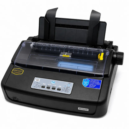 TVS MSP 270 Classic Plus 9-Pin Dot Matrix Printer left front perspective for continuous paper invoice and billing applications | tpstech.in