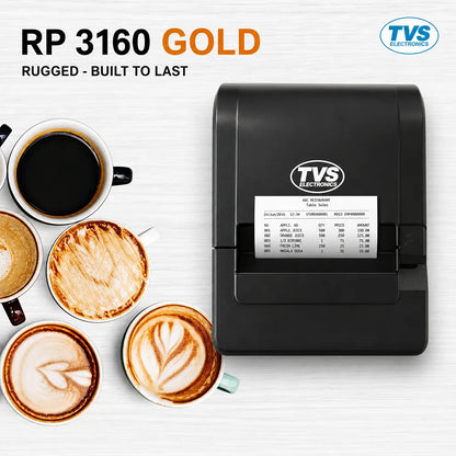 TVS Electronics RP 3160 Gold rugged thermal receipt printer for retail stores, restaurants, cafes and POS billing applications -tpstech.in