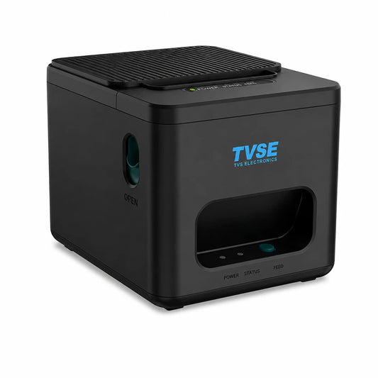 TVS Electronics RP 3200 Lite 200mm/s thermal receipt printer front left view for POS billing with auto cutter and 80mm paper support -tpstech.in