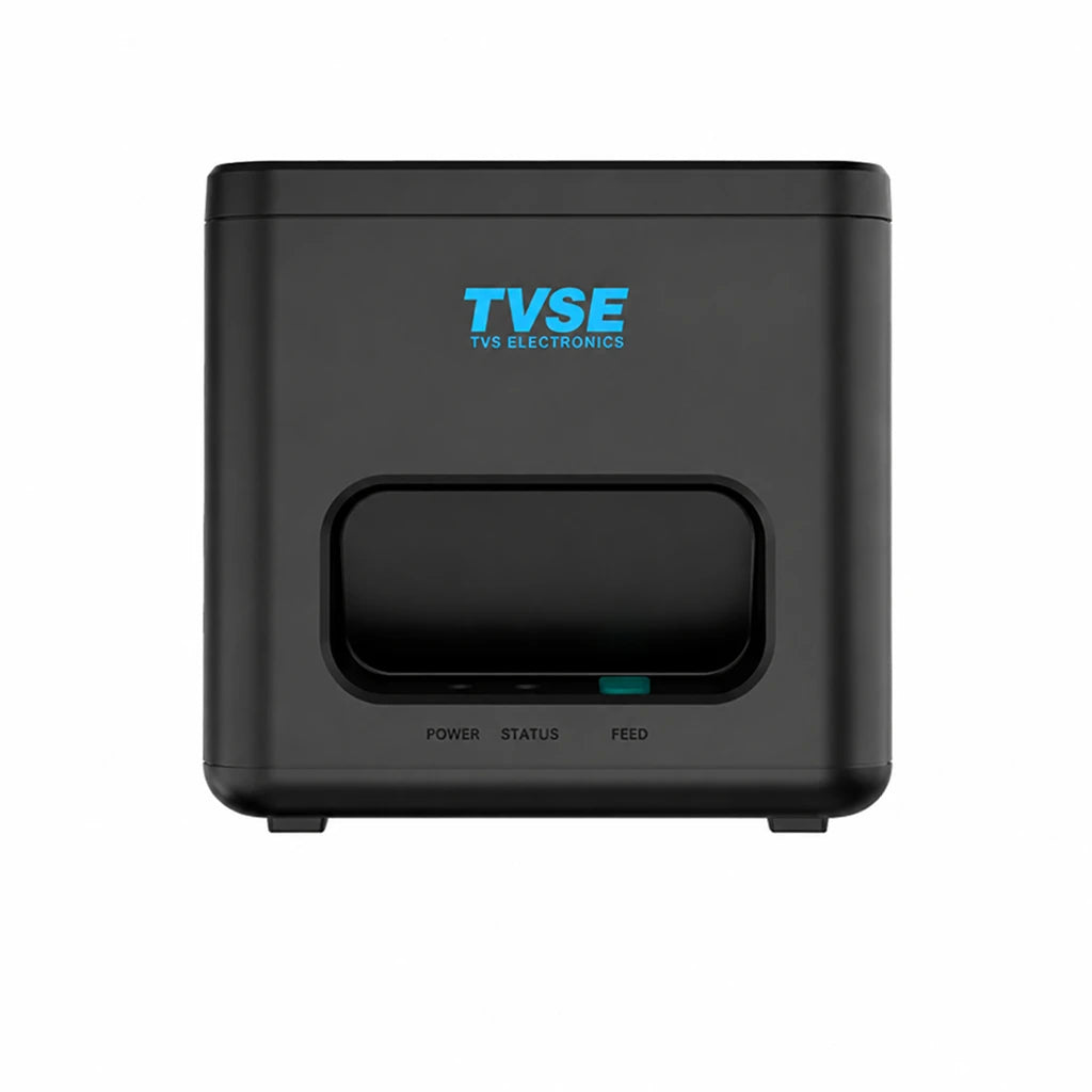 TVS Electronics RP 3200 Lite thermal receipt printer front view with receipt exit slot and LED status indicators for retail POS systems -tpstech.in