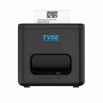 TVS Electronics RP 3200 Lite thermal receipt printer printing a QR code receipt for retail POS billing -tpstech.in