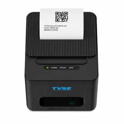 TVS Electronics RP 3200 Lite thermal receipt printer top paper output view with printed receipt and status indicators -tpstech.in