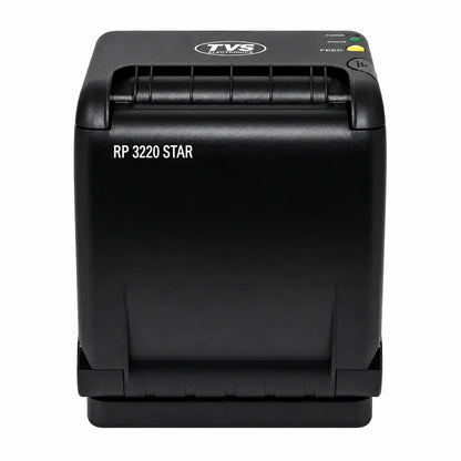 Front view of TVS Electronics RP 3220 Star 3 Inch thermal receipt printer with compact desktop design for POS billing applications -tpstech.in