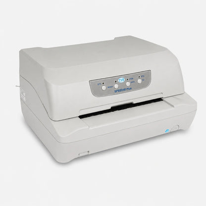 TVS Electronics Speed 40 Plus K Passbook Printer SBI front left angle showing desktop passbook printer design -tpstech.in