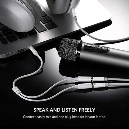 UGREEN 10789 3.5mm Audio Splitter Connected to Laptop with Headset and Microphone tpstech.in